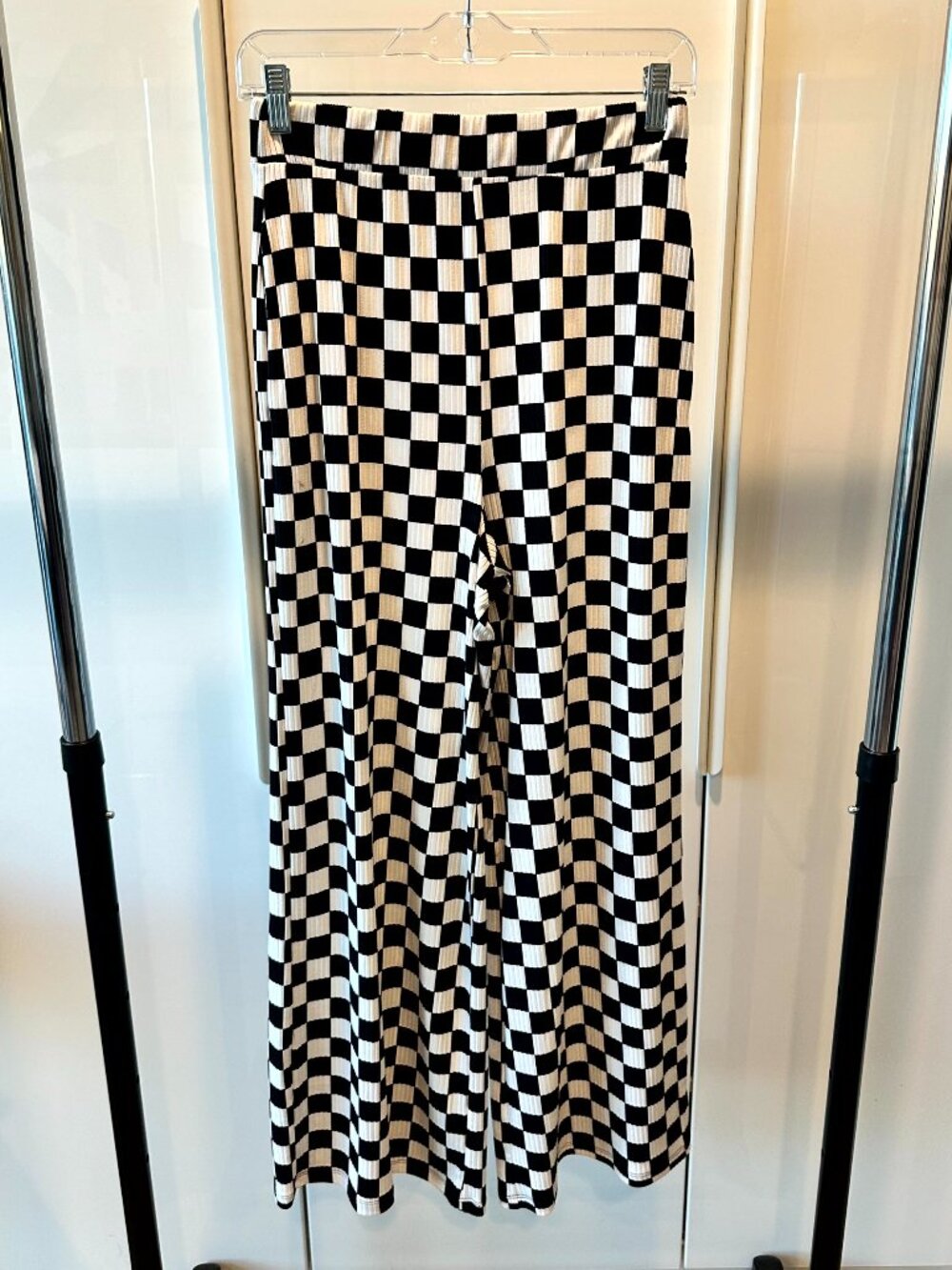 Dressed in LALA - Lex Ribbed Playsuit Checkerboard Pants - Size Small